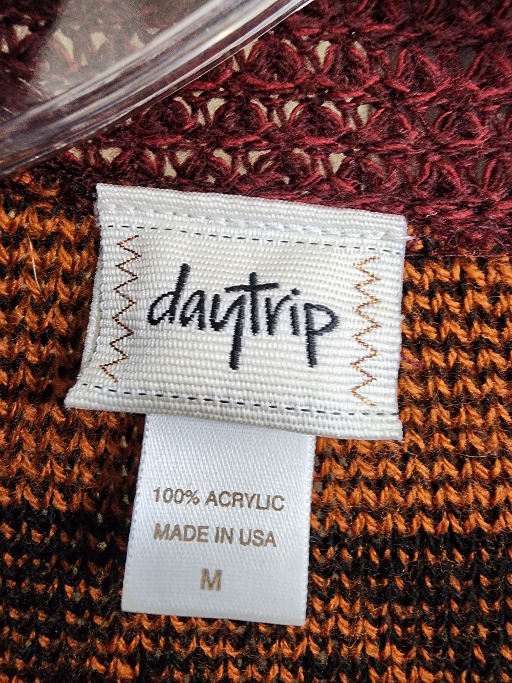 Daytrip Southwestern Geometric Long Duster Sweater Vest M Made USA - Picture 10 of 13